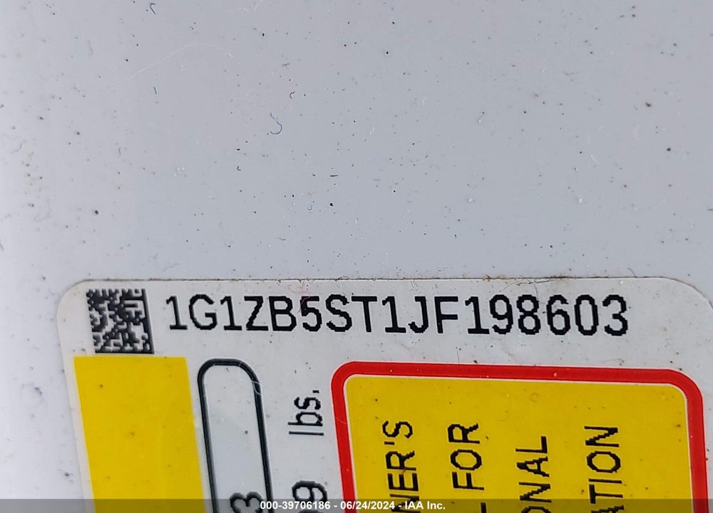 2018 CHEVROLET MALIBU 1LS VIN: 1G1ZB5ST1JF198603