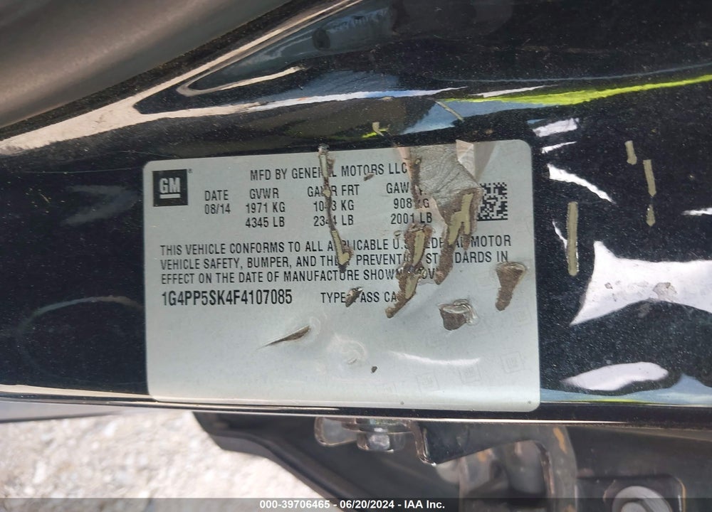2015 BUICK VERANO VIN: 1G4PP5SK4F4107085