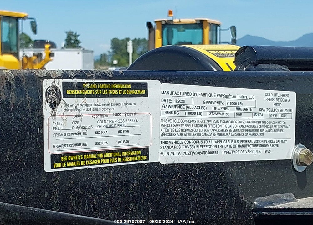 2024 KAUFMAN TRAILERS 53' DETACHABLE NECK TRAILER VIN: 7UZFW5324RB000663