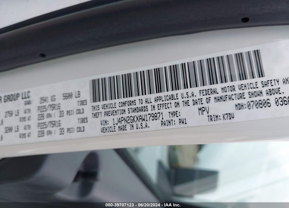 2010 JEEP LIBERTY SPORT VIN: 1J4PN2GKXAW179871