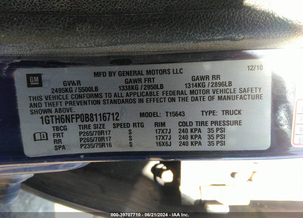 2011 GMC CANYON SLT VIN: 1GTH6NFP0B8116712