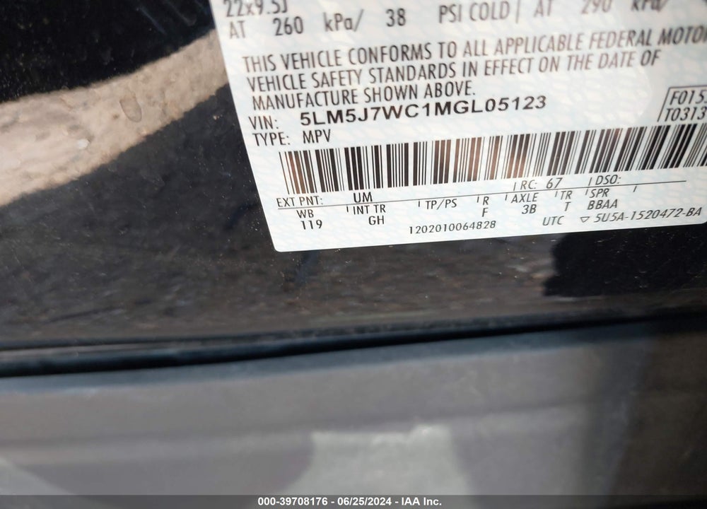 2021 LINCOLN AVIATOR RESERVE VIN: 5LM5J7WC1MGL05123