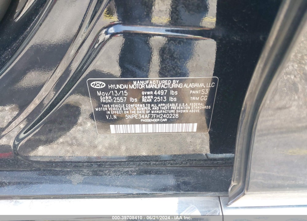 2015 HYUNDAI SONATA SPORT VIN: 5NPE34AF7FH240228