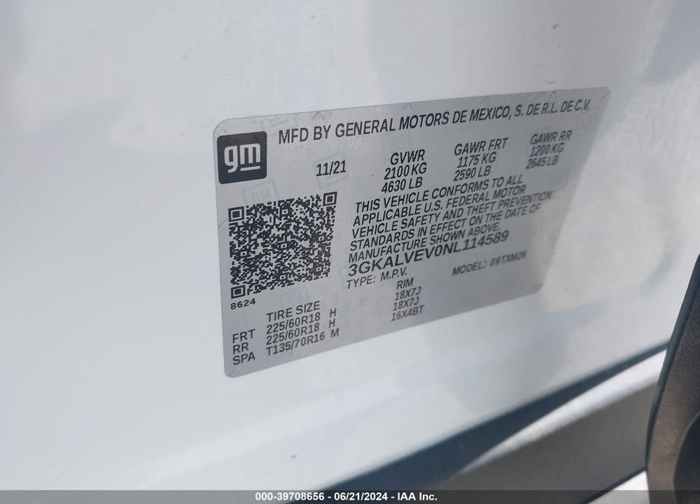2022 GMC TERRAIN AWD SLT VIN: 3GKALVEV0NL114589