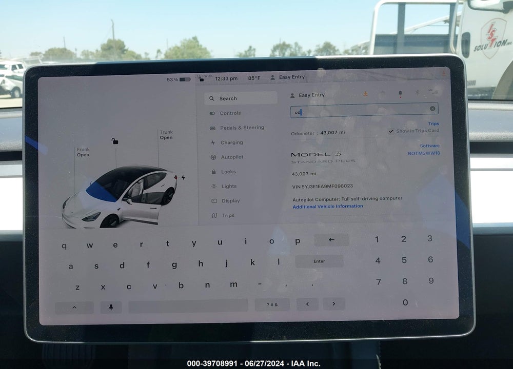 2021 TESLA MODEL 3 STANDARD RANGE PLUS REAR-WHEEL DRIVE VIN: 5YJ3E1EA9MF098023