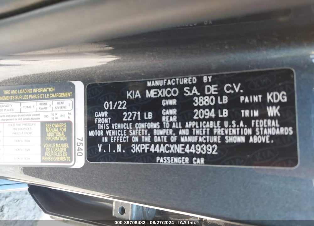 2022 KIA FORTE GT MANUAL VIN: 3KPF44ACXNE449392