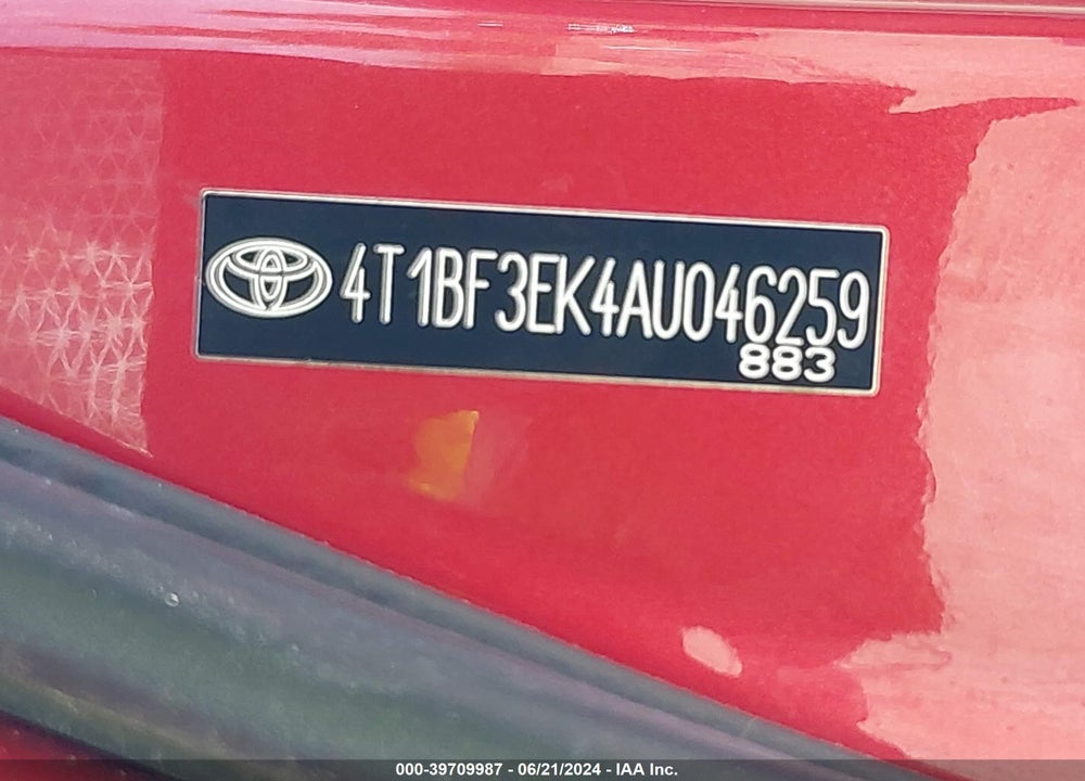 2010 TOYOTA CAMRY LE VIN: 4T1BF3EK4AU046259