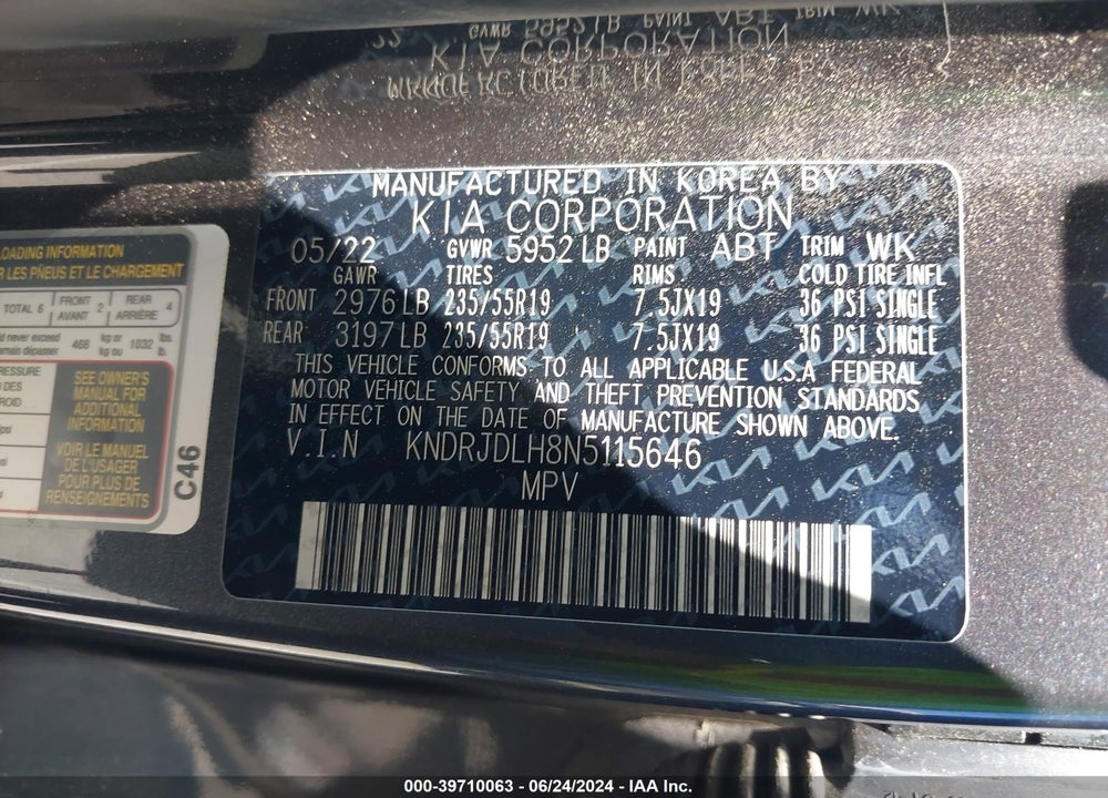 2022 KIA SORENTO PLUG-IN HYBRID SX VIN: KNDRJDLH8N5115646