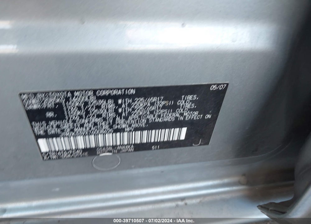 2007 TOYOTA RAV4 BASE V6 VIN: JTMZK33VX76008625