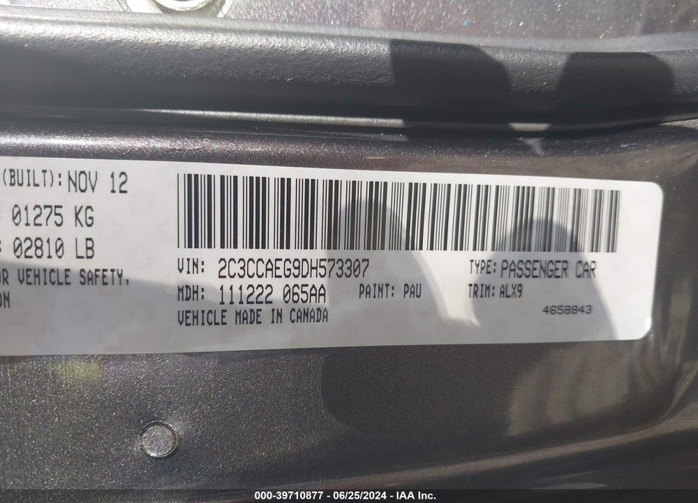 2013 CHRYSLER 300C VIN: 2C3CCAEG9DH573307