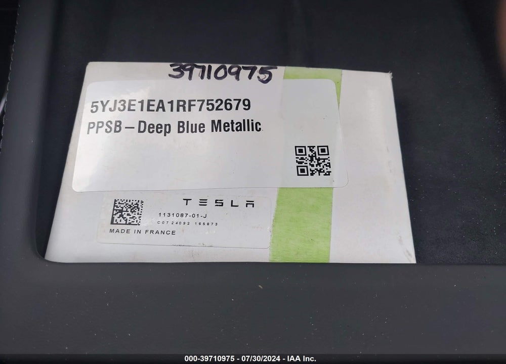2024 TESLA MODEL 3 REAR-WHEEL DRIVE VIN: 5YJ3E1EA1RF752679