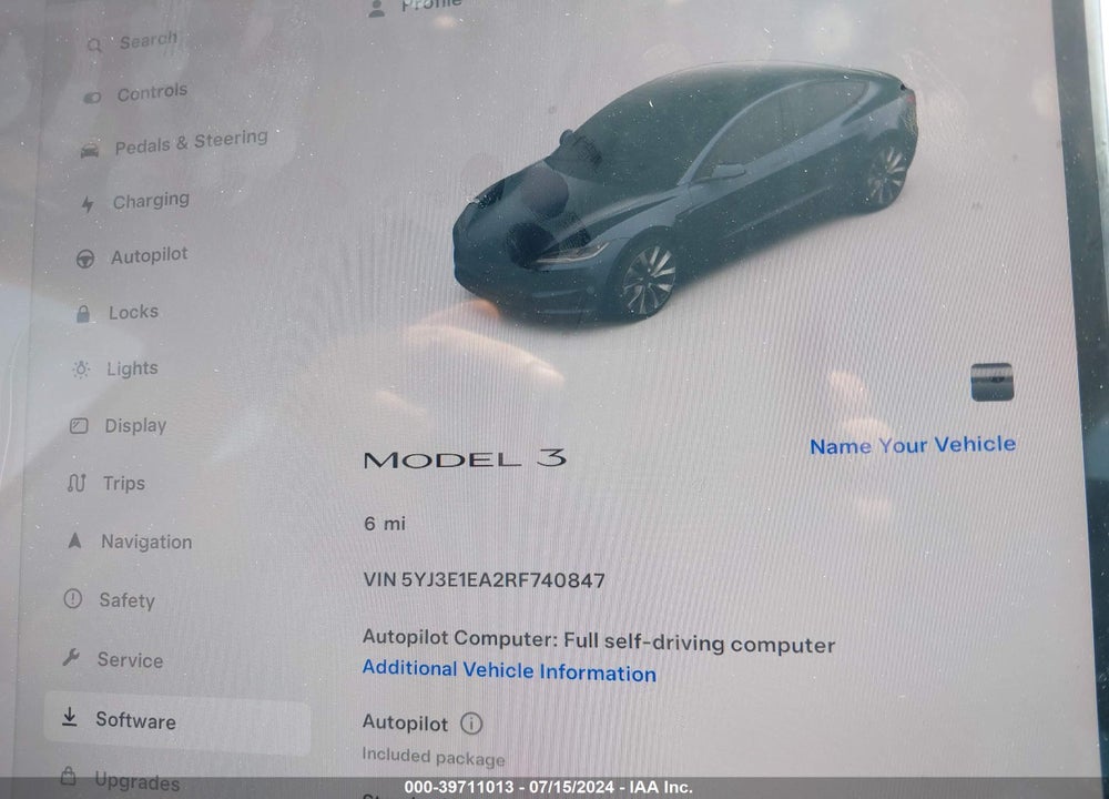 2024 TESLA MODEL 3 REAR-WHEEL DRIVE VIN: 5YJ3E1EA2RF740847