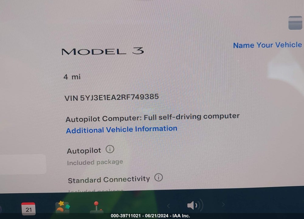 2024 TESLA MODEL 3 REAR-WHEEL DRIVE VIN: 5YJ3E1EA2RF749385