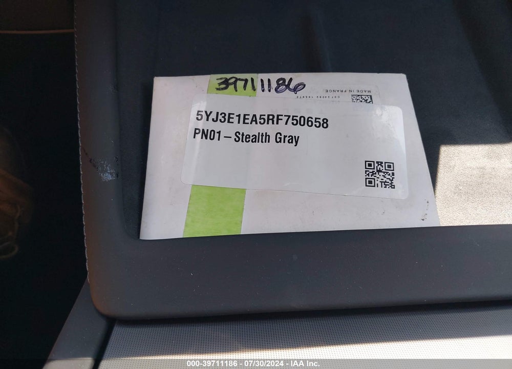 2024 TESLA MODEL 3 REAR-WHEEL DRIVE VIN: 5YJ3E1EA5RF750658