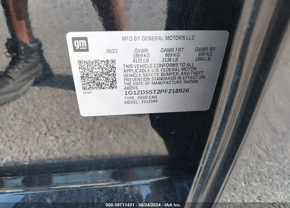 2023 CHEVROLET MALIBU FWD 1LT VIN: 1G1ZD5ST2PF218926