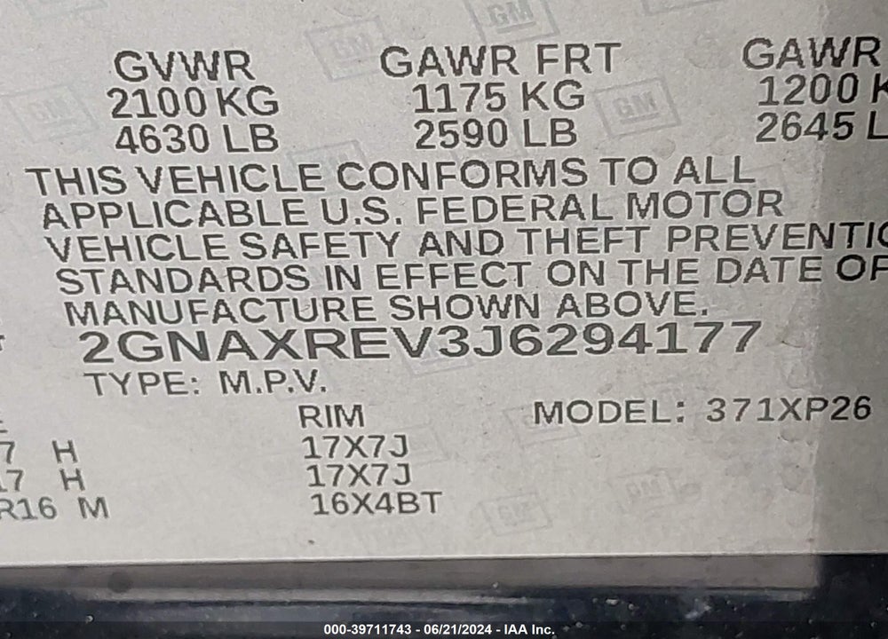 2018 CHEVROLET EQUINOX LS VIN: 2GNAXREV3J6294177