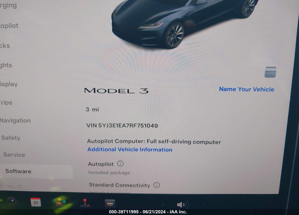 2024 TESLA MODEL 3 REAR-WHEEL DRIVE VIN: 5YJ3E1EA7RF751049