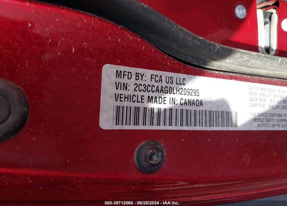 2020 CHRYSLER 300 VIN: 2C3CCAAG0LH209295