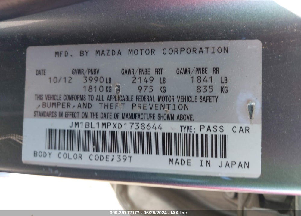 2013 MAZDA 3 I GRAND TOURING VIN: JM1BL1MPXD1738644