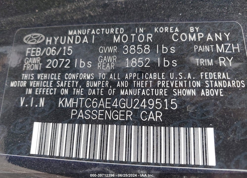 2016 HYUNDAI VELOSTER TURBO VIN: KMHTC6AE4GU249515