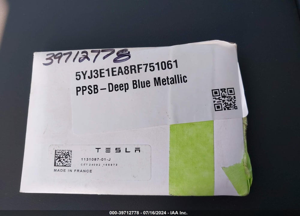 2024 TESLA MODEL 3 REAR-WHEEL DRIVE VIN: 5YJ3E1EA8RF751061