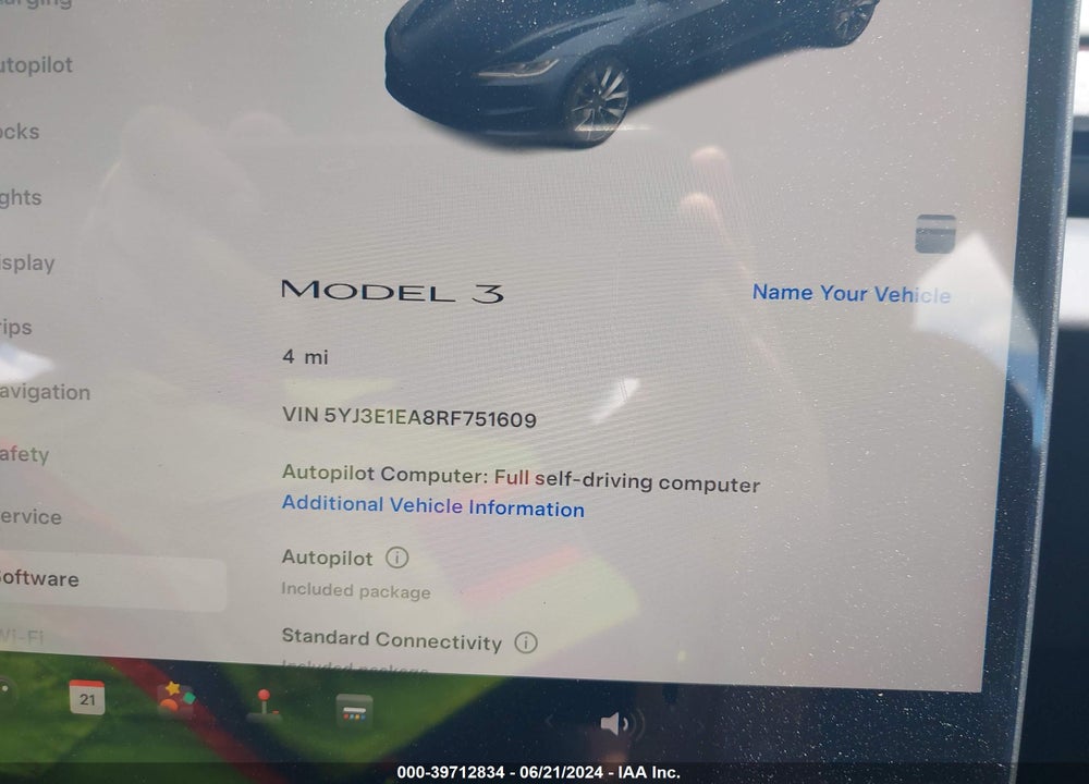 2024 TESLA MODEL 3 REAR-WHEEL DRIVE VIN: 5YJ3E1EA8RF751609