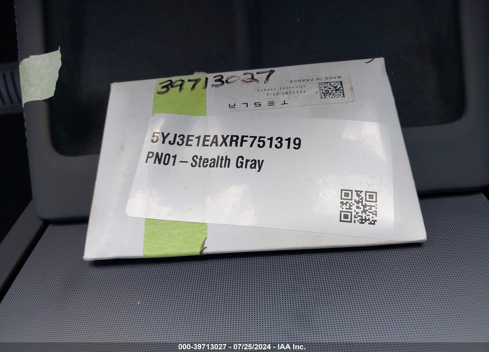 2024 TESLA MODEL 3 REAR-WHEEL DRIVE VIN: 5YJ3E1EAXRF751319