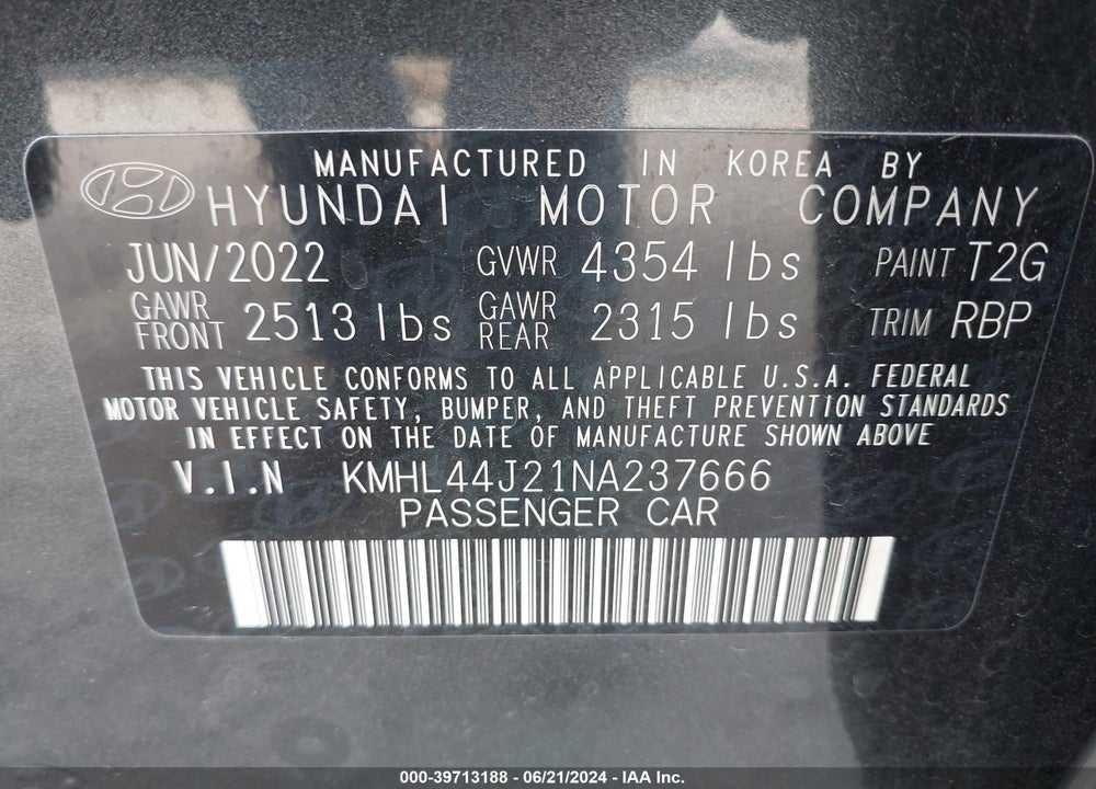 2022 HYUNDAI SONATA SEL PLUS VIN: KMHL44J21NA237666