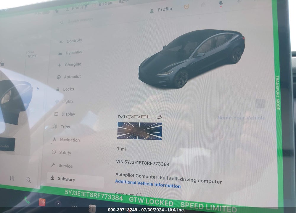 2024 TESLA MODEL 3 VIN: 5YJ3E1ET8RF773384