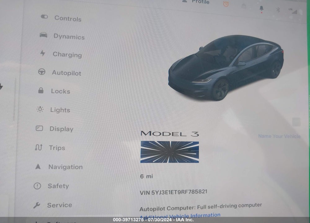 2024 TESLA MODEL 3 VIN: 5YJ3E1ET9RF785821