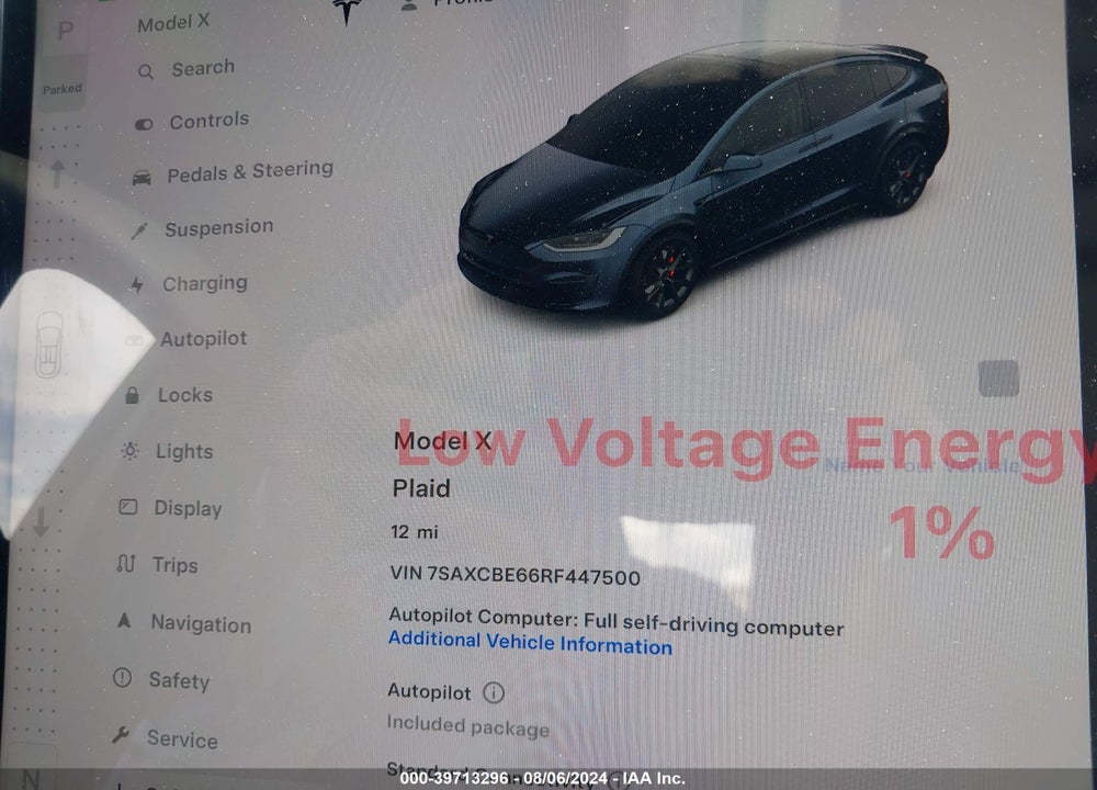 2024 TESLA MODEL X PLAID TRI MOTOR ALL-WHEEL DRIVE VIN: 7SAXCBE66RF447500