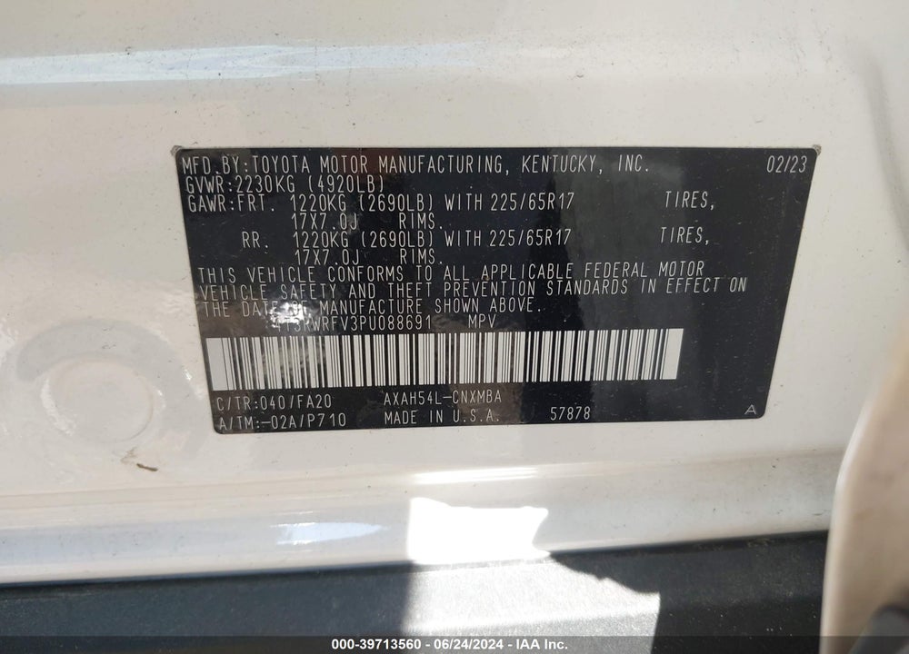 2023 TOYOTA RAV4 HYBRID VIN: 4T3RWRFV3PU088691
