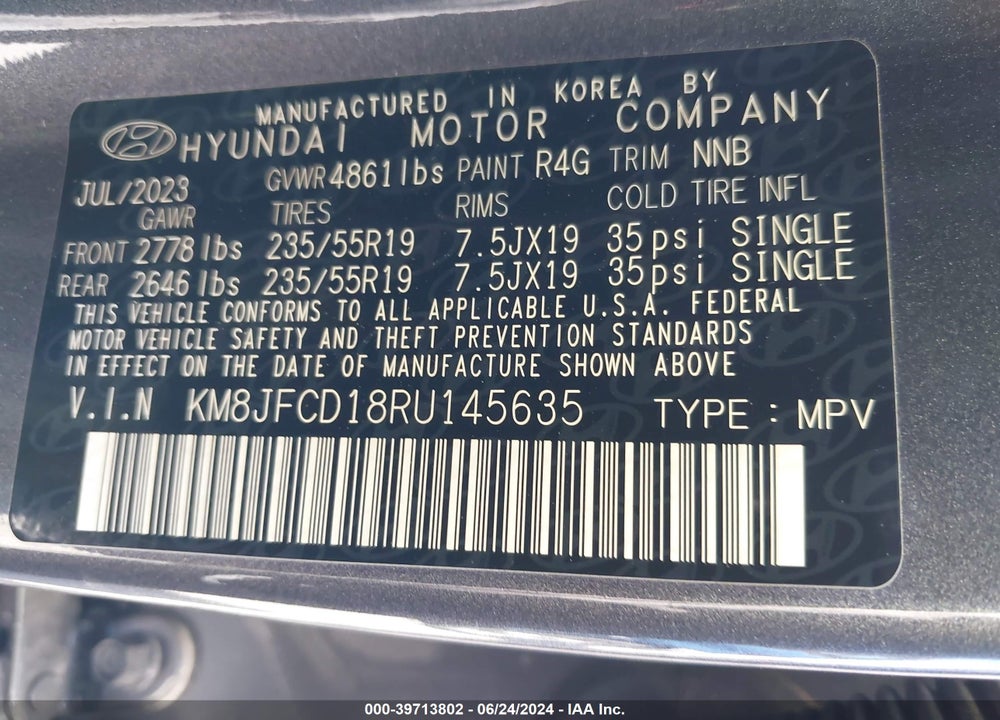 2024 HYUNDAI TUCSON HYBRID N LINE VIN: KM8JFCD18RU145635