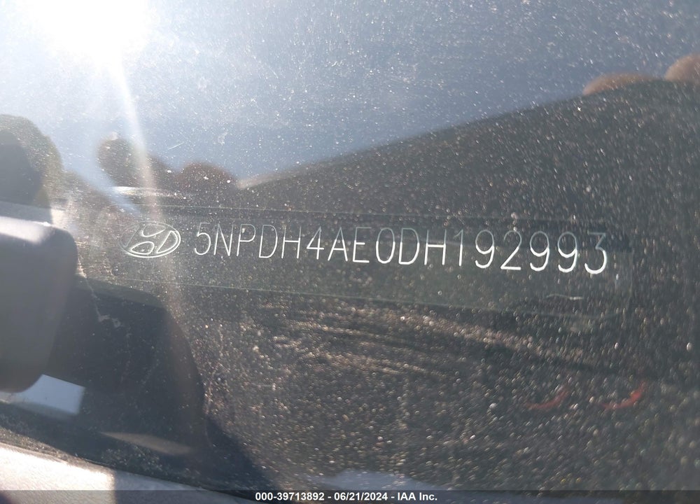 2013 HYUNDAI ELANTRA GLS VIN: 5NPDH4AE0DH192993