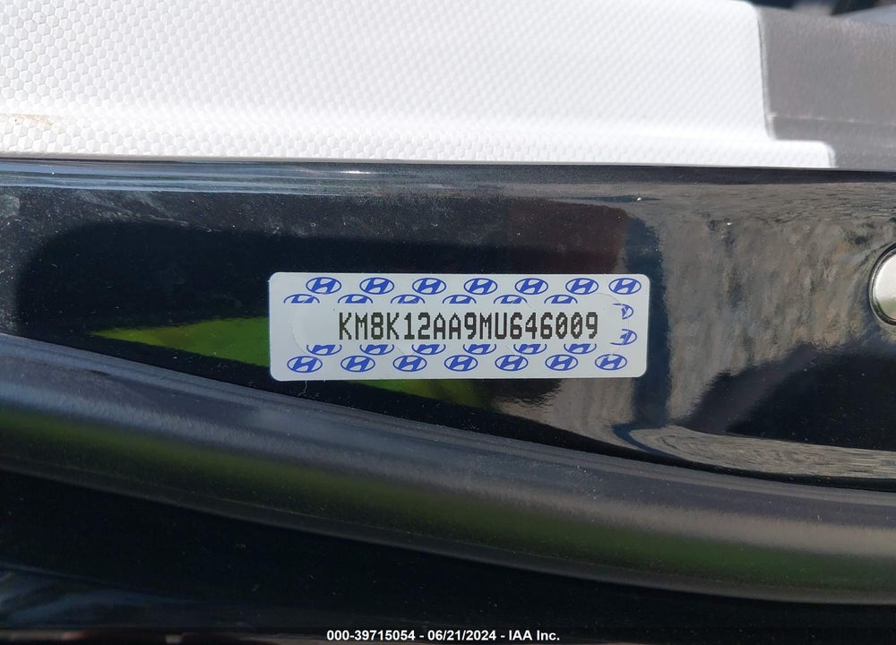 2021 HYUNDAI KONA SE VIN: KM8K12AA9MU646009