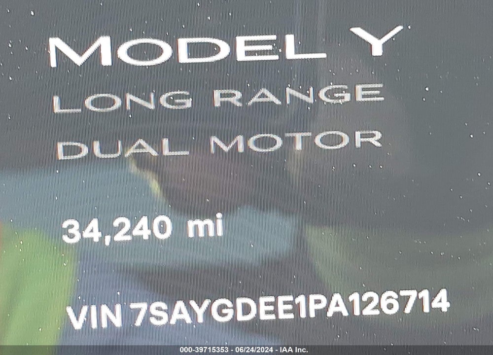 2023 TESLA MODEL Y AWD/LONG RANGE DUAL MOTOR ALL-WHEEL DRIVE VIN: 7SAYGDEE1PA126714