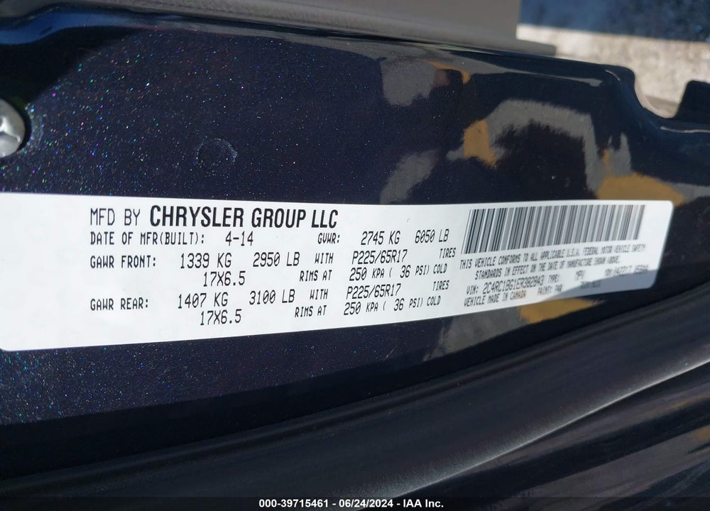 2014 CHRYSLER TOWN & COUNTRY TOURING VIN: 2C4RC1BG1ER382843