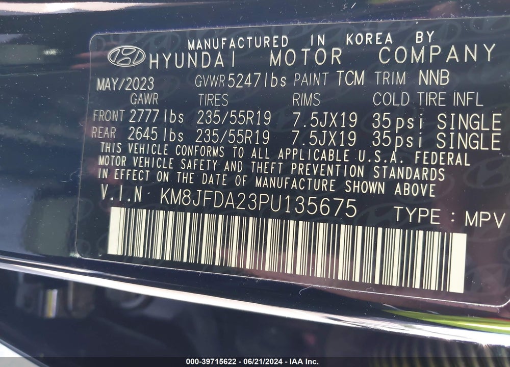 2023 HYUNDAI TUCSON PLUG-IN HYBRID LIMITED VIN: KM8JFDA23PU135675