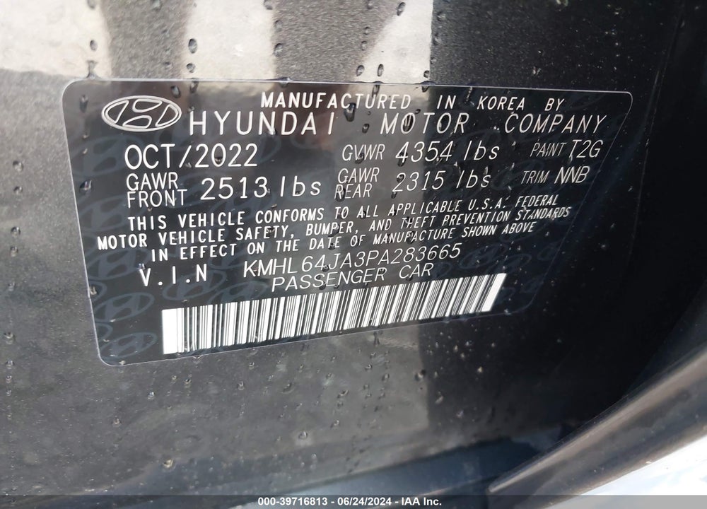 2023 HYUNDAI SONATA SEL VIN: KMHL64JA3PA283665
