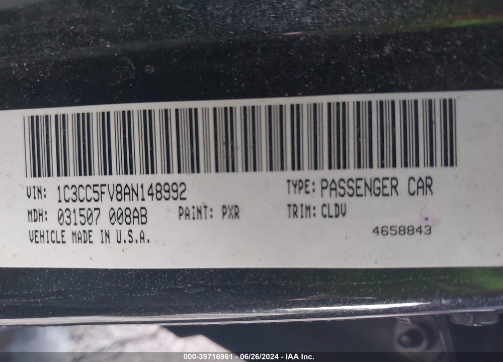 2010 CHRYSLER SEBRING LIMITED VIN: 1C3CC5FV8AN148992