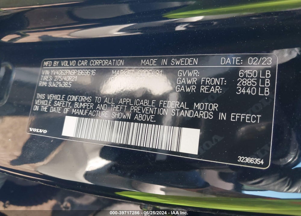2023 VOLVO XC90 B6 PLUS 7-SEATER VIN: YV4062PN9P1969616
