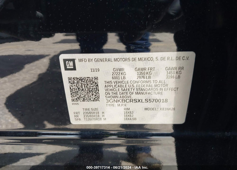 2020 CHEVROLET BLAZER FWD 2LT VIN: 3GNKBCRSXLS570018