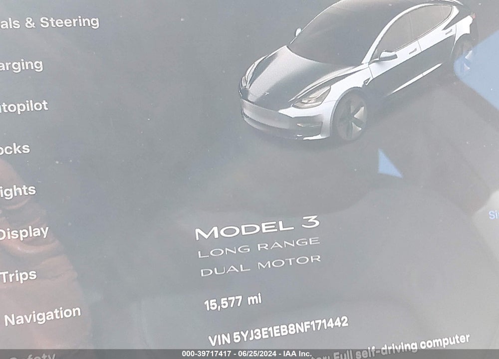 2022 TESLA MODEL 3 LONG RANGE DUAL MOTOR ALL-WHEEL DRIVE VIN: 5YJ3E1EB8NF171442