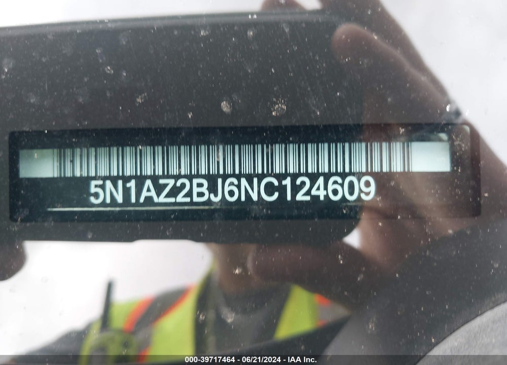 2022 NISSAN MURANO SV FWD VIN: 5N1AZ2BJ6NC124609