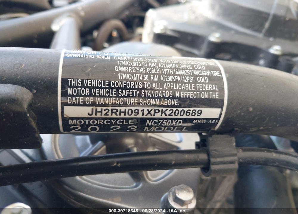 2023 HONDA NC750 XD VIN: JH2RH091XPK200689