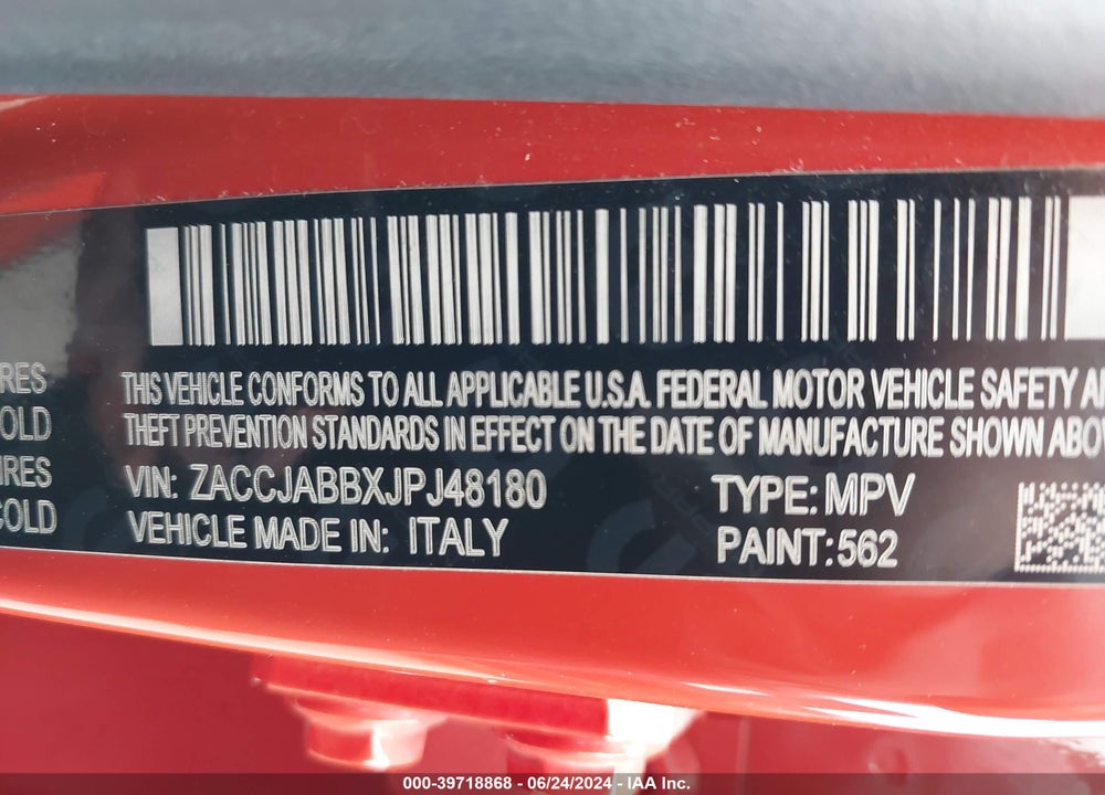2018 JEEP RENEGADE LATITUDE FWD VIN: ZACCJABBXJPJ48180