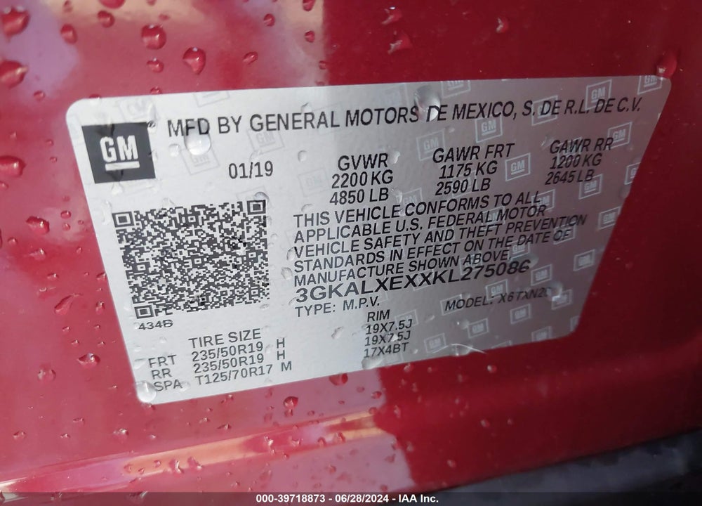 2019 GMC TERRAIN DENALI VIN: 3GKALXEXXKL275086