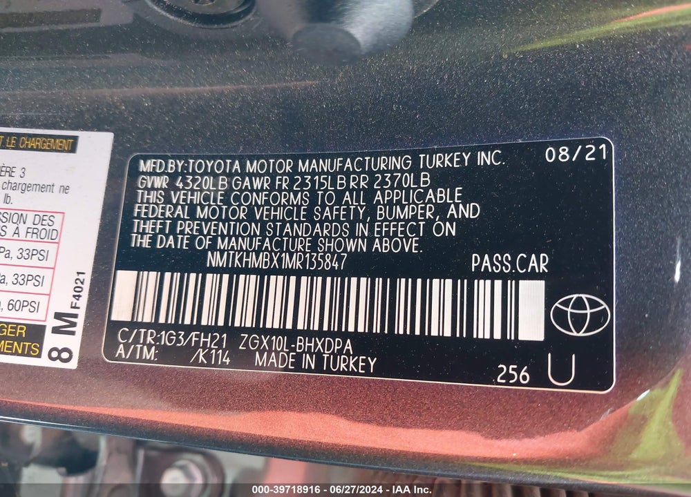2021 TOYOTA C-HR LE VIN: NMTKHMBX1MR135847