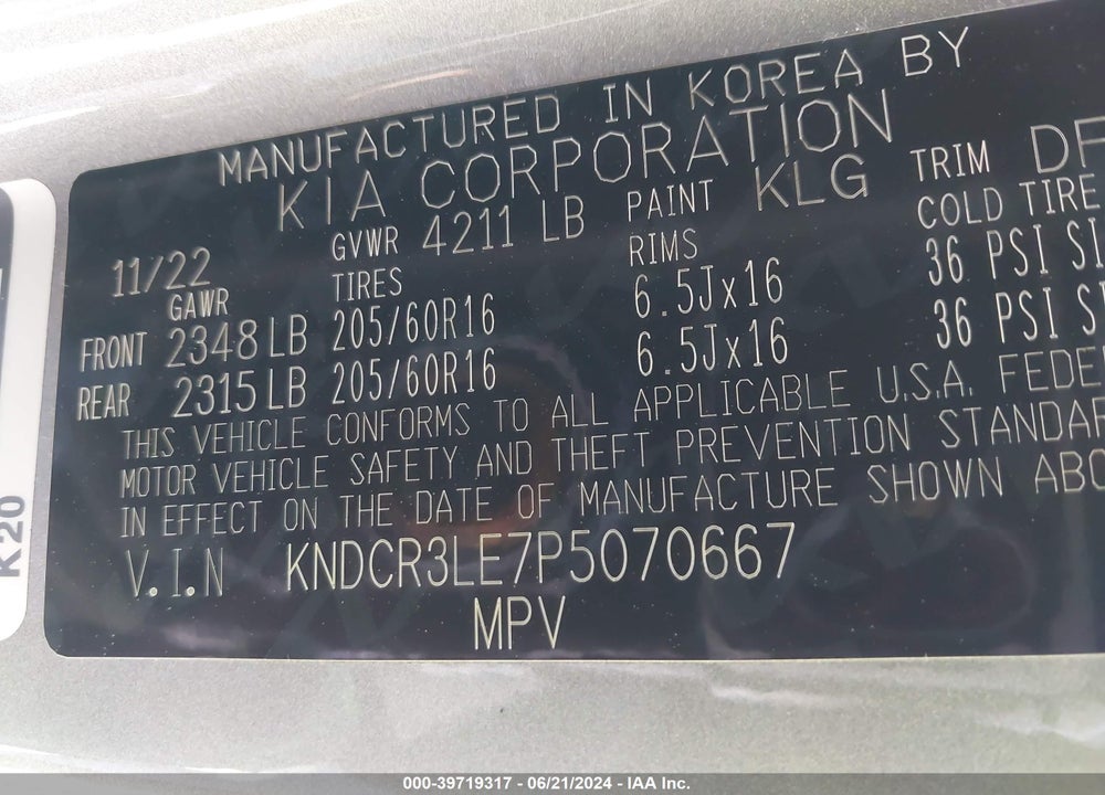 2023 KIA NIRO EX VIN: KNDCR3LE7P5070667