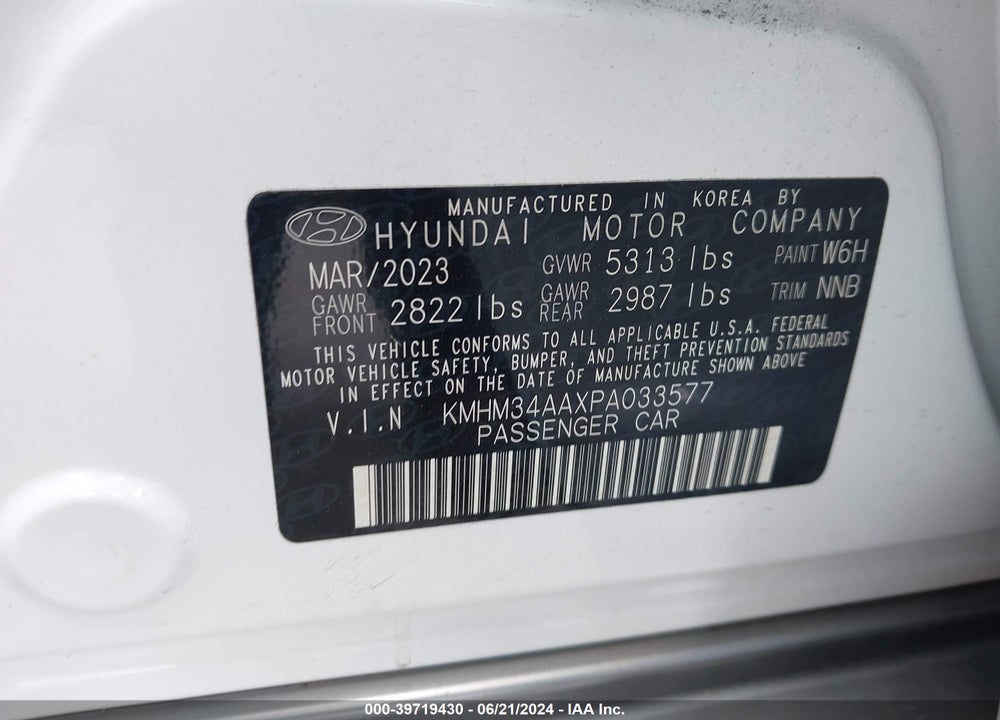 2023 HYUNDAI IONIQ 6 SEL VIN: KMHM34AAXPA033577